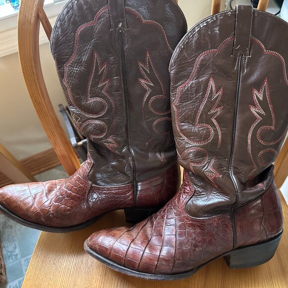 Shoes | Classic Crocodile Leather Cowboy Boots Wellworn Vintage Style
